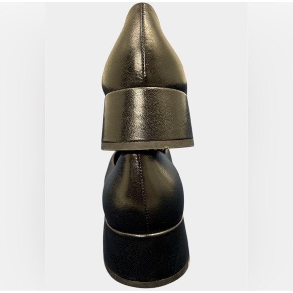 Tory Burch Eleanor Pump Women 6.5M Black Excellent Gold Logo Block Heel Leather - Picture 12 of 14